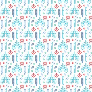 Coronavirus tıbbi şablonu. Vektör çizgisi çizimi.