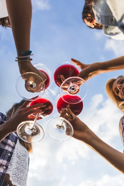 şarap ile toasting arkadaşlar 