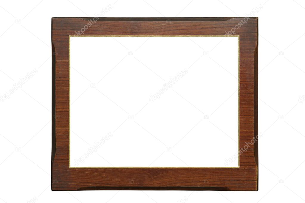 Wooden vintage frame on white background