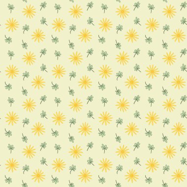 Çiçek ve yaprakları ile sorunsuz arka plan deseni