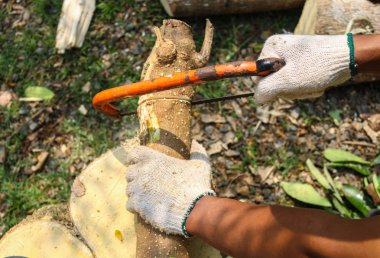 Marangoz kesme ahşap ile gördüm. El ile çalışan usta gördüm