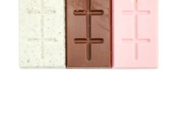 Pilha barra de chocolate isolado no fundo branco — Fotografia de Stock