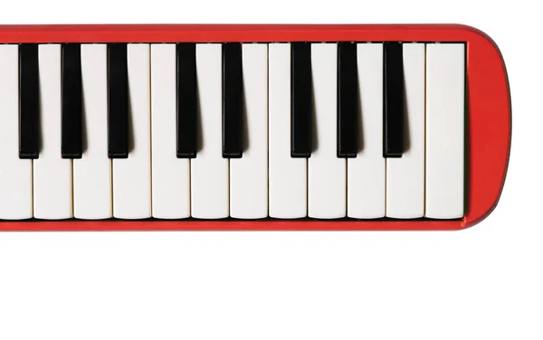 Mini klawiatura fortepianu. Muzyczne tło płaskie. — Zdjęcie stockowe