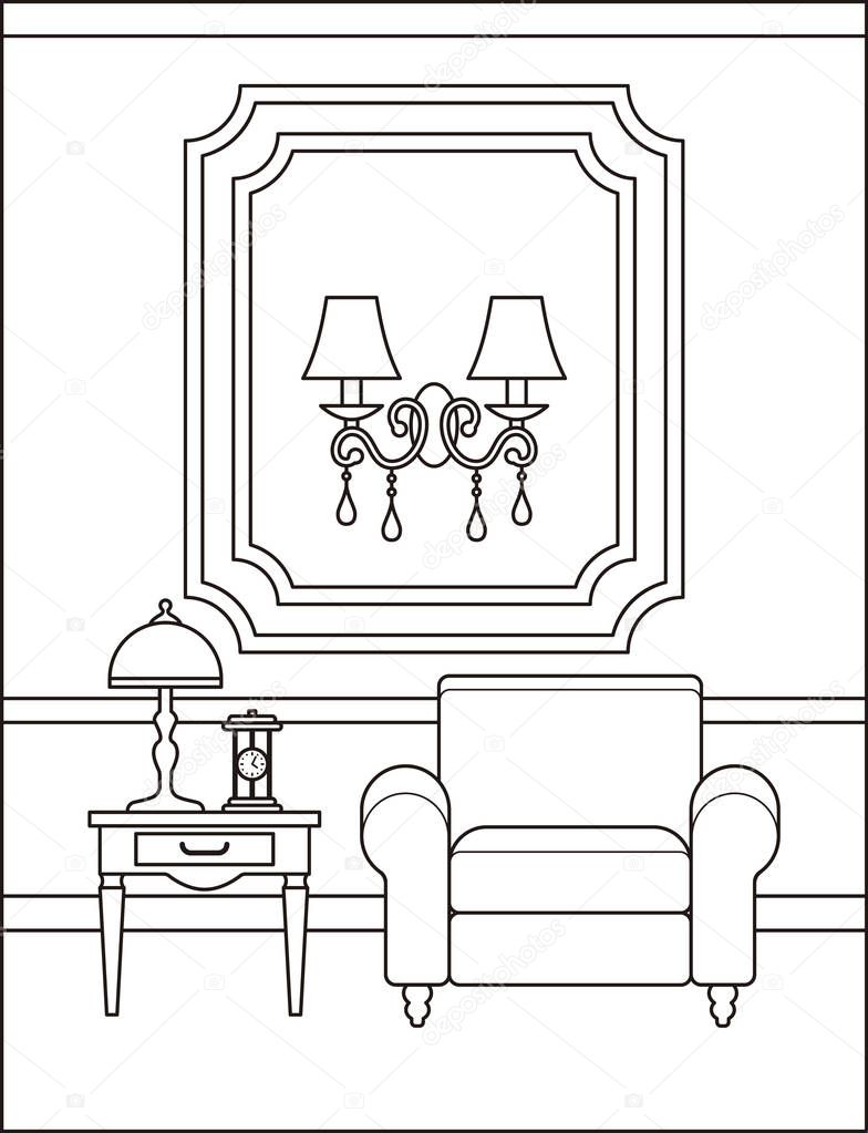 Interieur Van De Kamer In Platte Ontwerp Overzicht