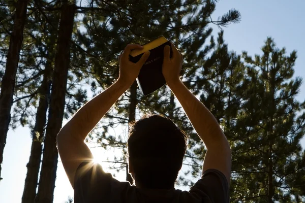 Ormanda İncil tutan adam