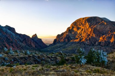 Chisos Havzası İstasyonu Sunset Big Bend Ulusal Parkı