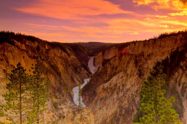 Artist Point Yellowstone National Park Grand Canyon Sunset Time — Stock fotografie