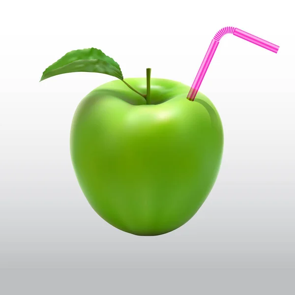 Maçã verde e rosa tubo de fruta madura —  Vetores de Stock