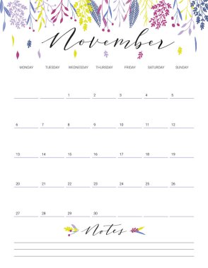 Kasım çiçek takvimi.