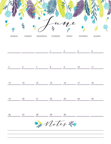 January flower calendar. — Stock Vector