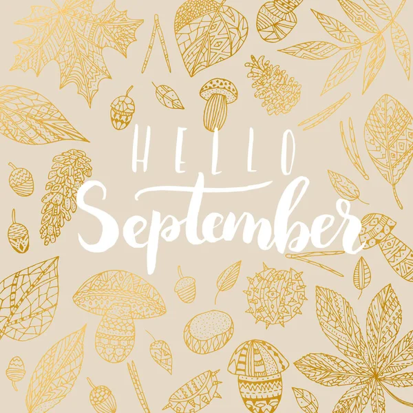 Hola, SEPTIEMBRE . — Vector de stock