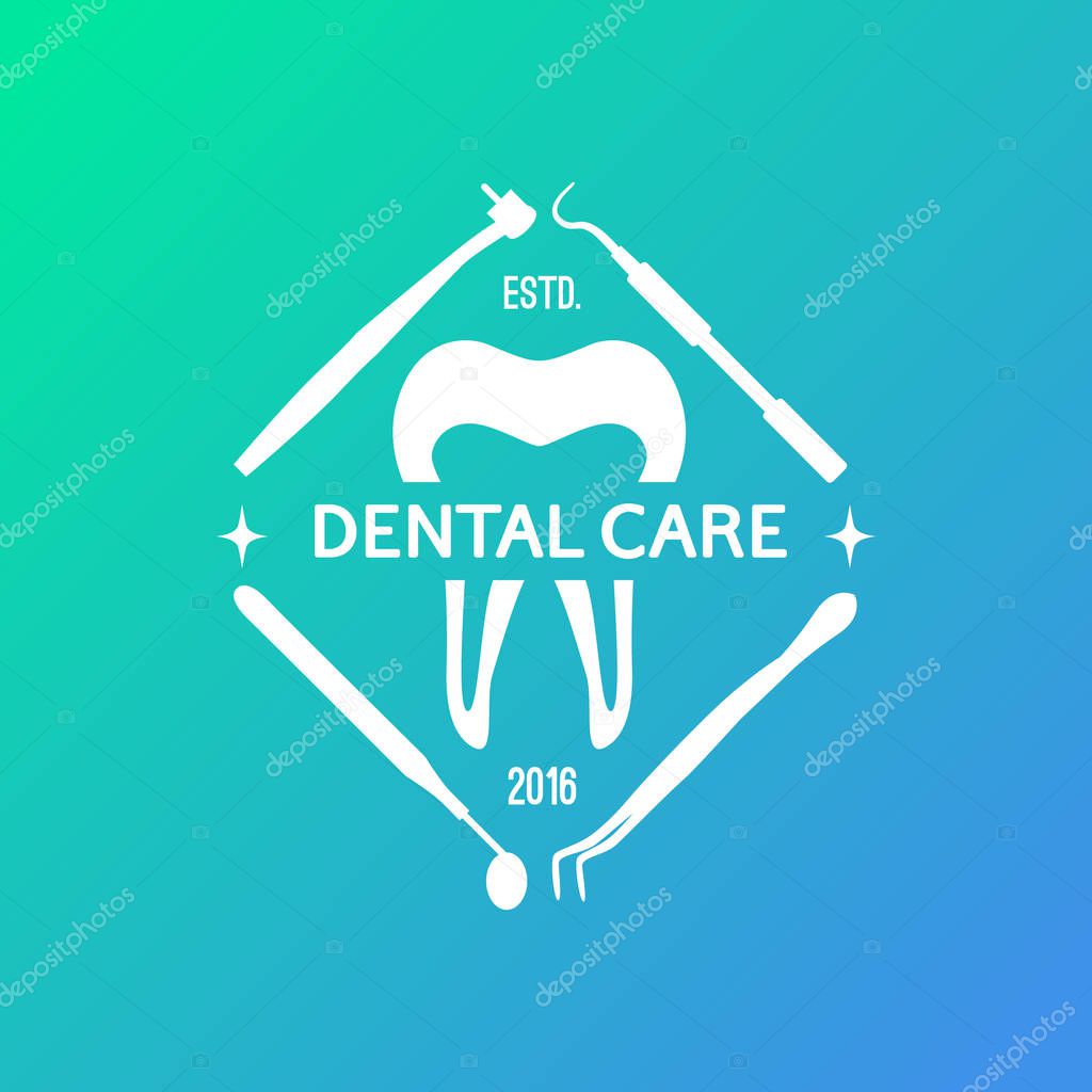 Vector dental logo, badge and label. Elegant healthcare template.