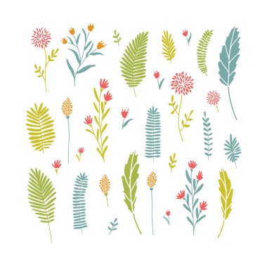 vektör çiçekli set.