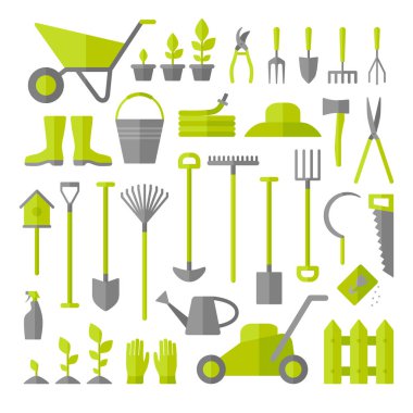 Bahçe aletleri seti.