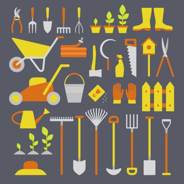 Bahçe aletleri seti.