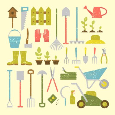 Bahçe aletleri seti.