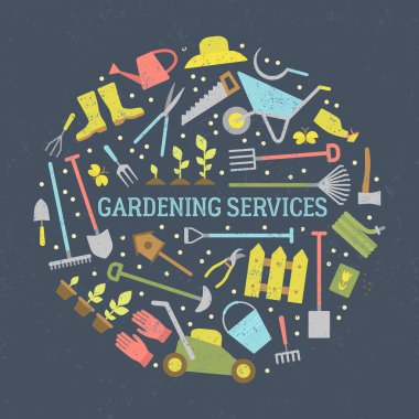 Bahçe aletleri seti.