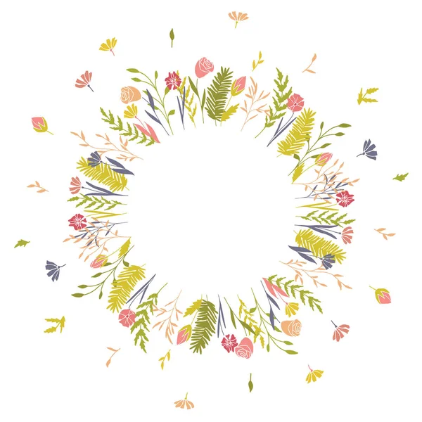 Couronne ronde florale . — Image vectorielle