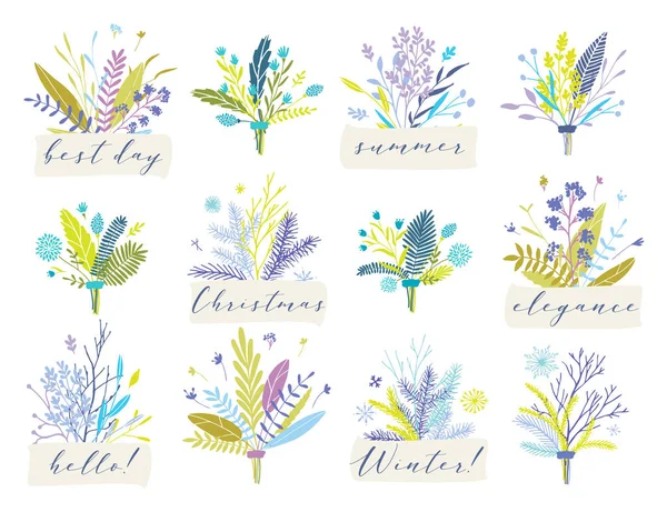 Insignias florales vectoriales . — Vector de stock