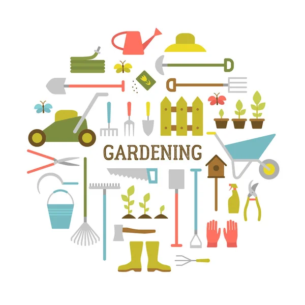 Ensemble d'outils de jardinage. — Image vectorielle