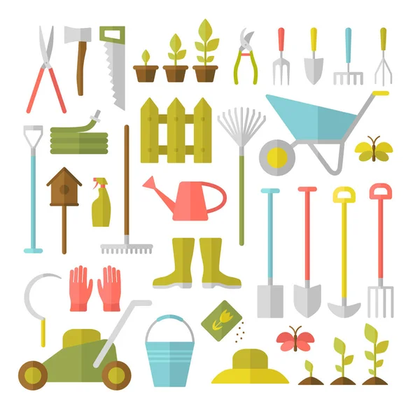 Ensemble d'outils de jardinage. — Image vectorielle