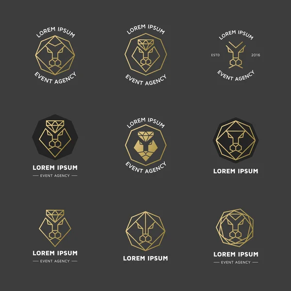 Emblemas de diamante leão . — Vetor de Stock