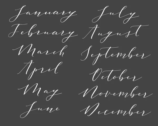 Hand lettered months.