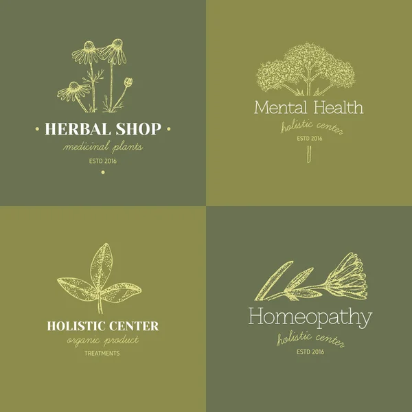 Logotipos herbales . — Vector de stock