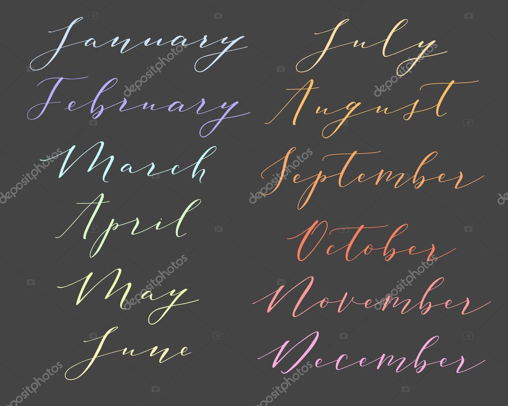 Vector Modern Calligraphy Hand Lettered Months Of The Year Collection Of Twelve Year Months Including January February March April May June July August September October November December Premium Vector In Adobe Vector Modern Calligraphy Hand Lettered Months Of The Year Collection Of Twelve Year Months Including January February March April May June July August September October November December Premium Vector In Adobe