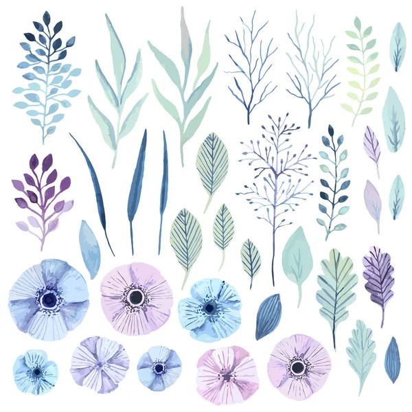 Vector aquarel bloemen. — Stockvector