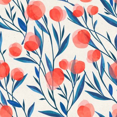 Dikişsiz suluboya çiçek desenli