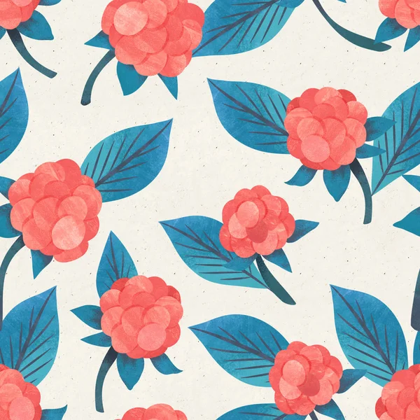 blue leaves and raspberries