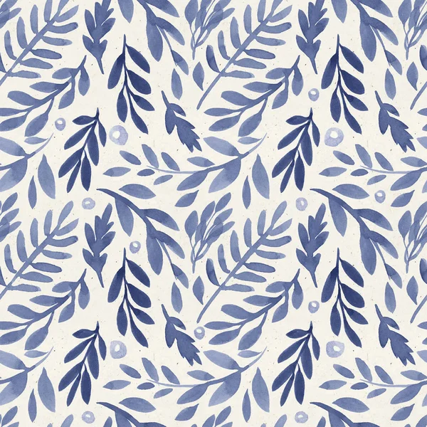 Blauwe bladeren op papier textuur. — Stockfoto