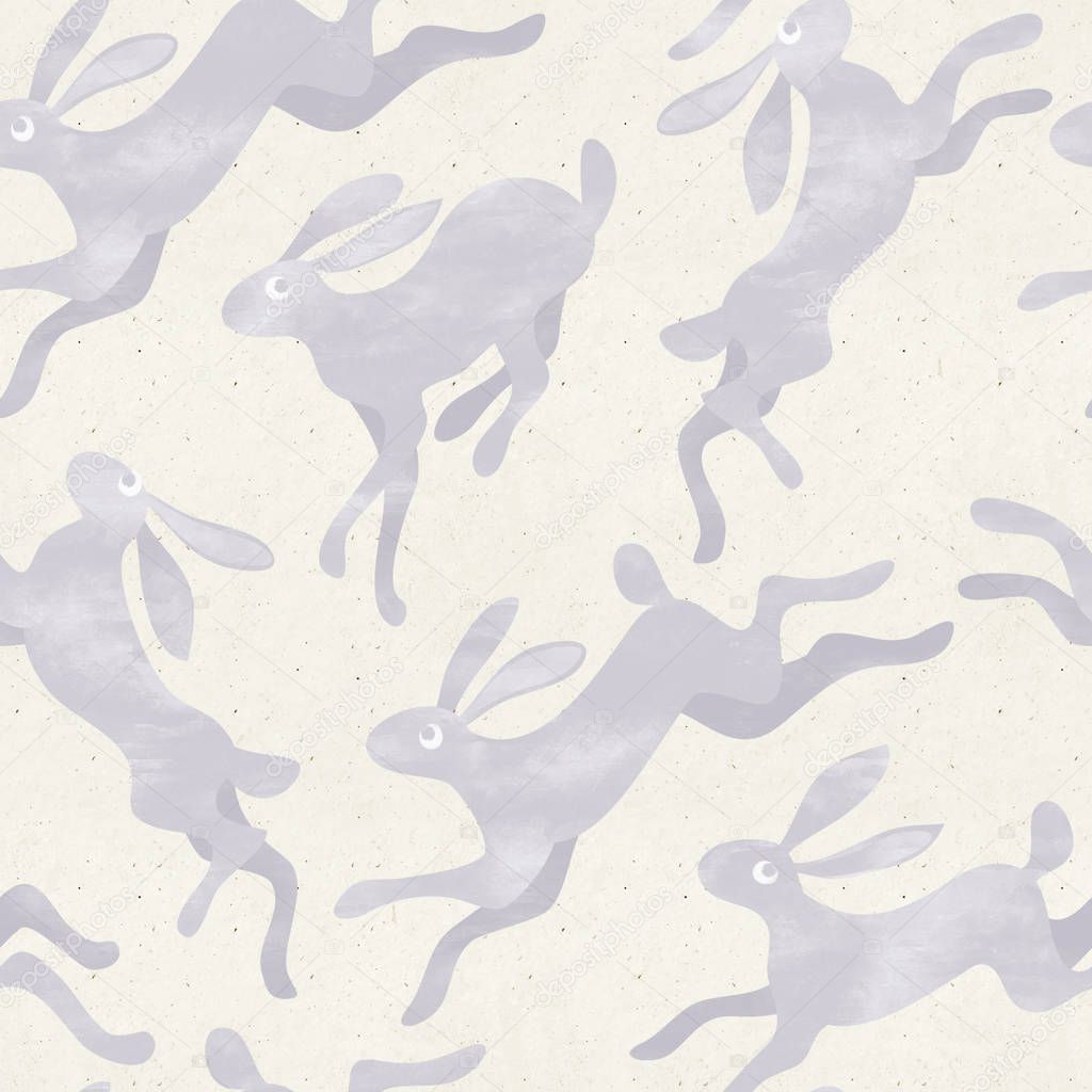 pattern with purple bunnies