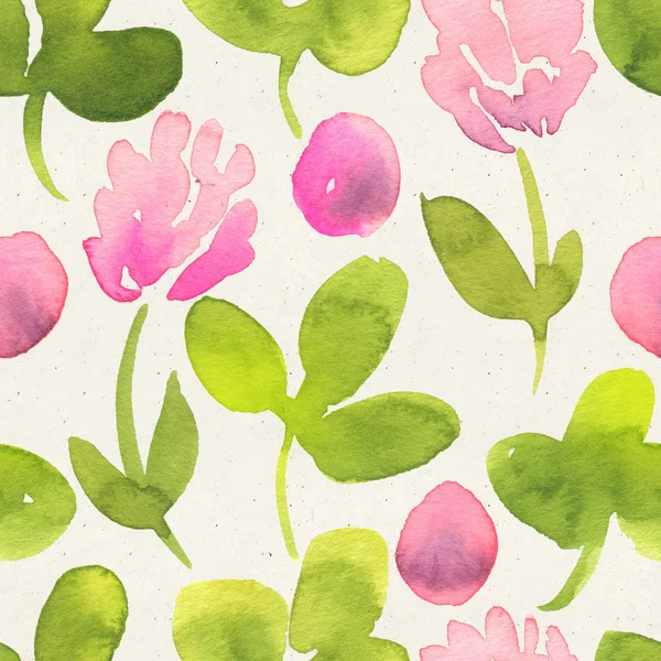 Patrón floral de acuarela sin costuras en la textura del papel. Fondo botánico — Foto de Stock