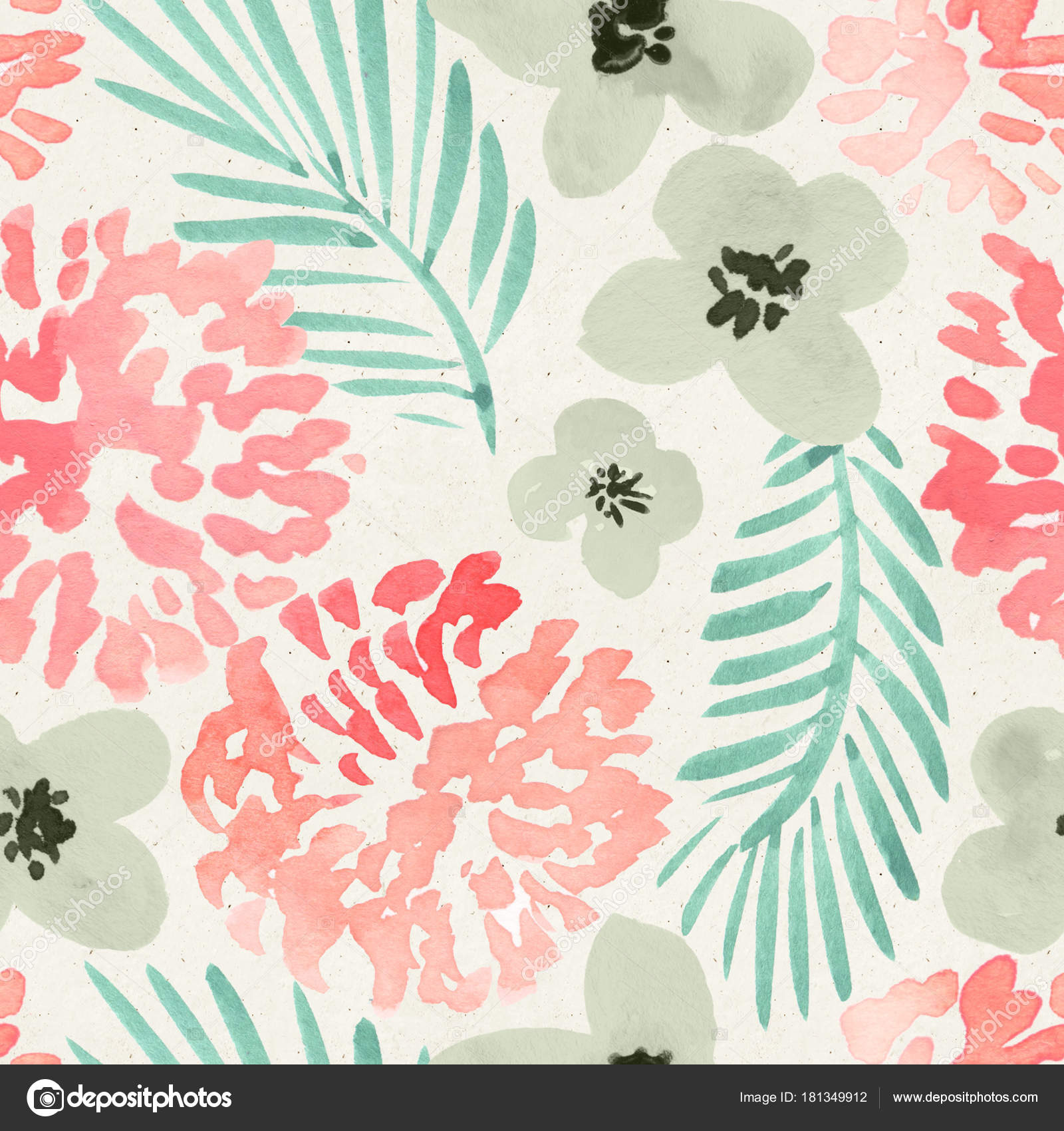 Seamless Watercolor Floral Pattern Paper Texture Botanical