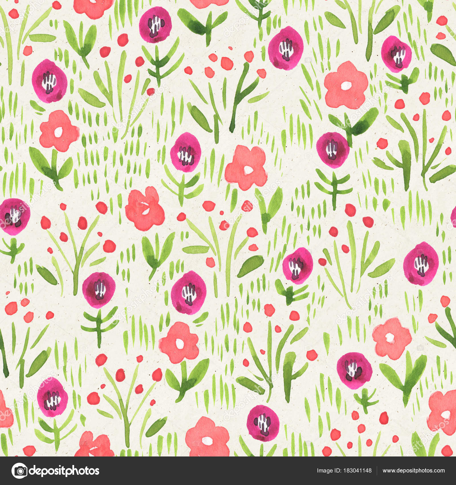Seamless Watercolor Floral Pattern Paper Texture Tiny ...