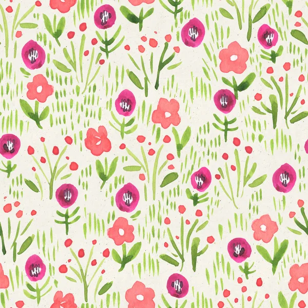 Varrat Nélküli Akvarell Virágmintás Papír Textúrája Apró Virágok Háttér — Stock Fotó