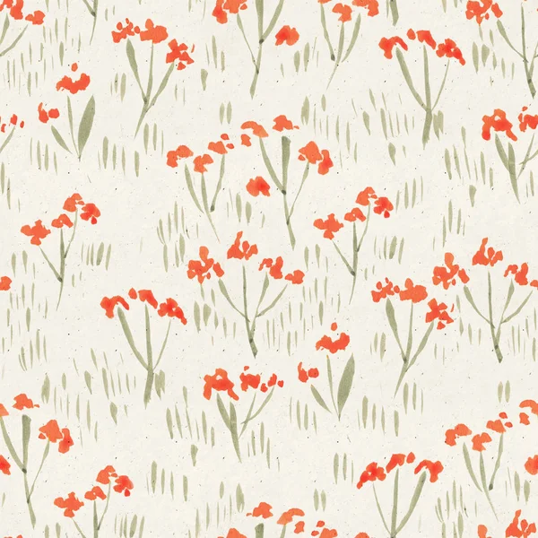 Varrat Nélküli Akvarell Virágmintás Papír Textúrája Apró Virágok Háttér — Stock Fotó