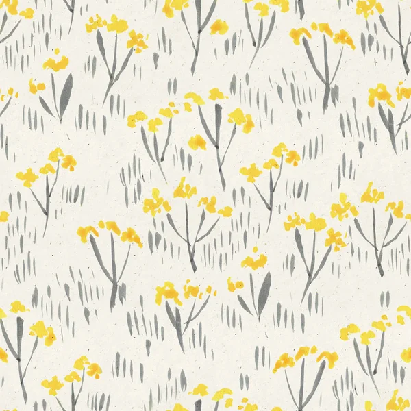 Bezproblémové Akvarel Květinový Vzor Papír Textury Drobné Květy Pozadí — Stock fotografie