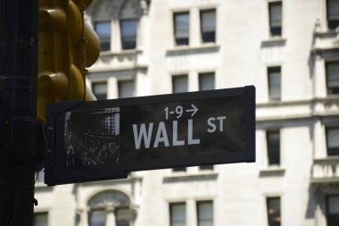Wall Street işaret mali New York'ta ABD büyük elma
