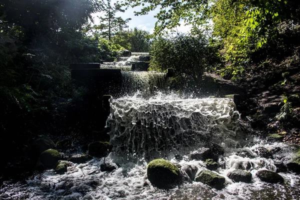 ハンブルク市公園緑の噴水滝 — ストック写真