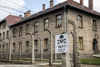 Ölüm işareti toplama kampı Auschwitz Birkenau KZ Polonya durdur