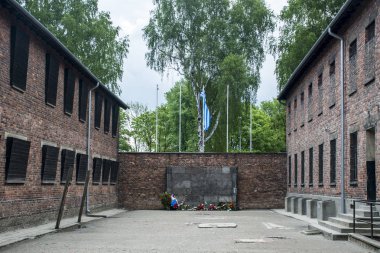 Blok 10 yürütme duvar toplama kampı Auschwitz Birkenau KZ Polonya