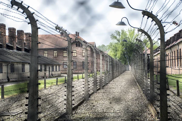 Campo de concentração de arame farpado Auschwitz Birkenau KZ Polónia — Fotografia de Stock