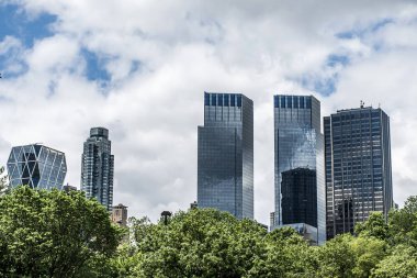 New York City ABD Skyline central Park'a ağaçlar