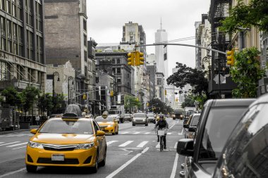 New York City Taksi sokakları ABD siyah beyaz sarı