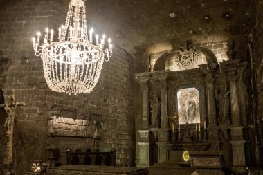 Krakow Polonya yüzey Hall Wieliczka tuz benim