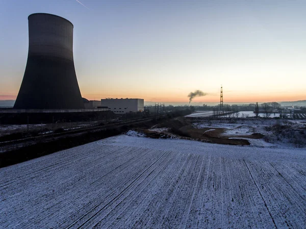 Kernkraftwerk Sonnenuntergang Sonnenaufgang Strahlung Boden Umwelt — Stockfoto