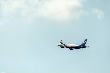 Düsseldorf Almanya 03.09.2017 başlayan Aeroflot Airbus uçak kalkış Düsseldorf Uluslararası Havaalanı'nda